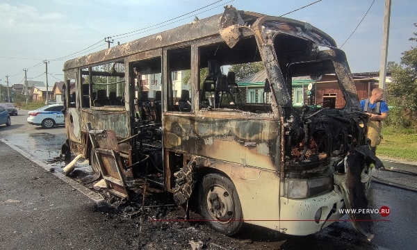 Рейсовый автобус полностью сгорел в Первоуральске - Фото 1