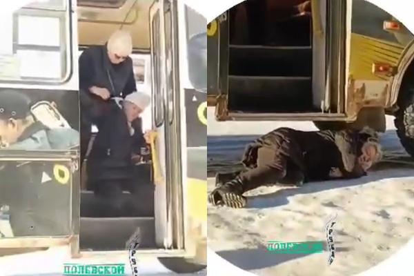 В Полевском кондуктор вытолкнула на землю из автобуса пьяную пожилую пассажирку - Фото 1