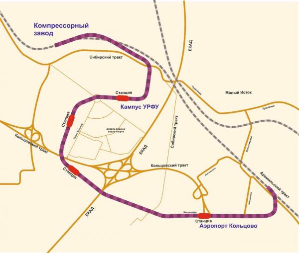 В Екатеринбурге зарезервировали земли для строительства наземного метро из Компрессорного до Кольцово  - Фото 2